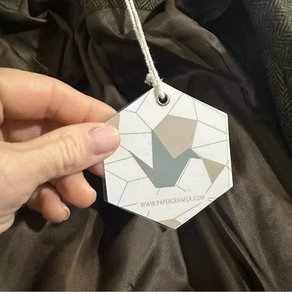 Paper Crane Brown Wool Blend Twill Double Breasted Blazer Jacket Size Small NWT - Picture 7 of 7